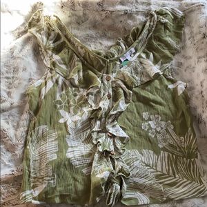 Green floral print cropped tank